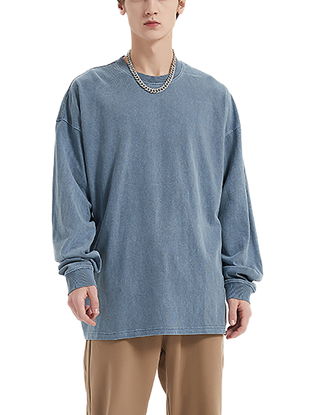 Enzyme Washed Long Sleeve T-Shirt – Custom Basics | Tapstitch-3